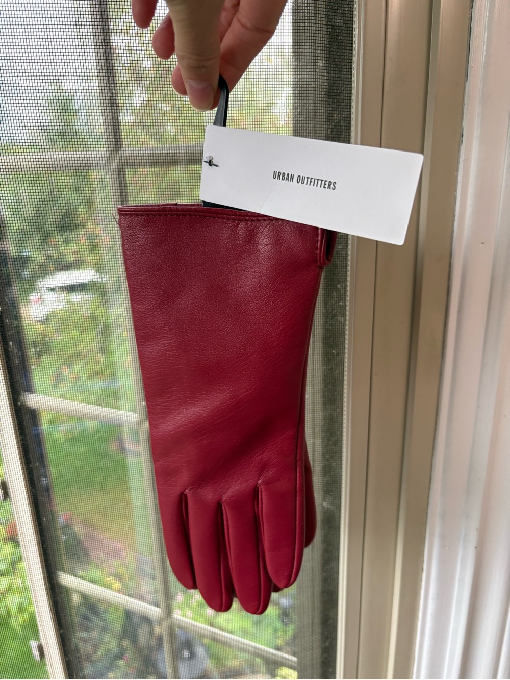 Urban Outfitters Men's Burgundy Leather Gloves